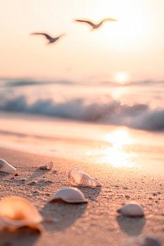 Strand en golven van Poster Art Shop
