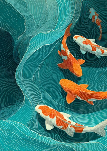 The koi dance in the turquoise stream by HyggeHavn