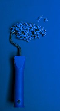 Blue flowers paint roller by MirjamCornelissen - Fotografie