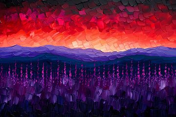 Kleurrijk abstract landschap met bloemen van Art & Soul Creations
