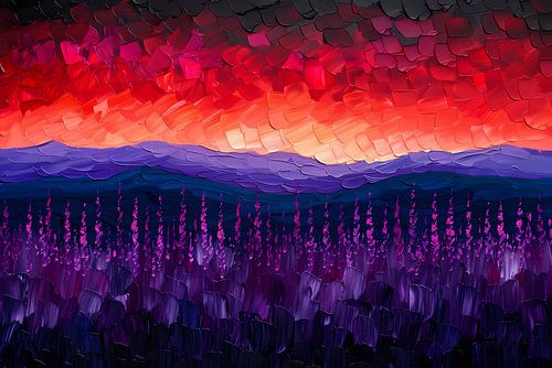 Kleurrijk abstract landschap met bloemen