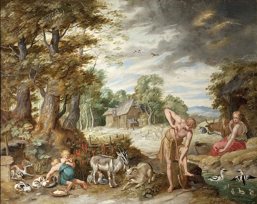 Adam werkt in het veld, Jan Breughel, el Joven