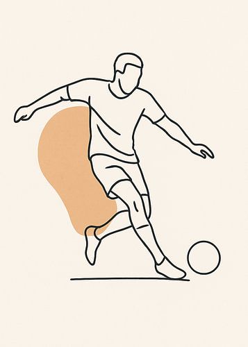 Minimalist line drawing soccer player