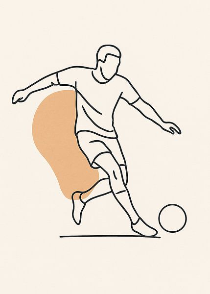 Minimalist line drawing soccer player by Mare Tema