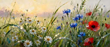 Wilde bloemen in het gouden licht