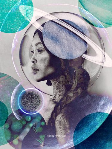 Galaxy Girl | A girl in the midst of a solar system and planets