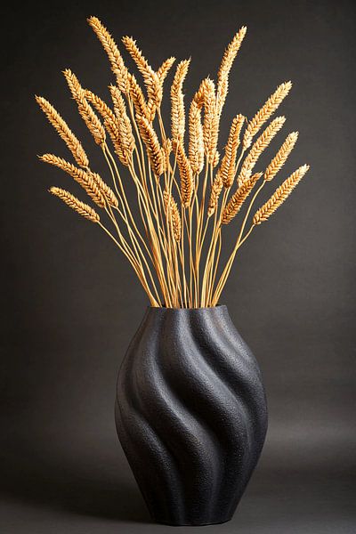 Blé sec dans un vase noir par Imperial Art House