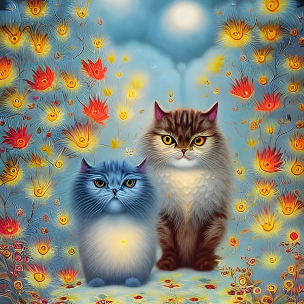 Two Paws Think Alike - Cat Couple in Autumn von Christine aka stine1