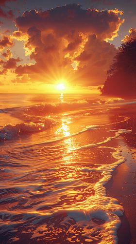 Coucher de soleil enchanteur sur la côte