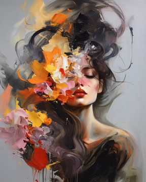 Modern en abstract portret van Carla Van Iersel