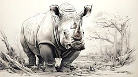 pentekening van een neushoorn