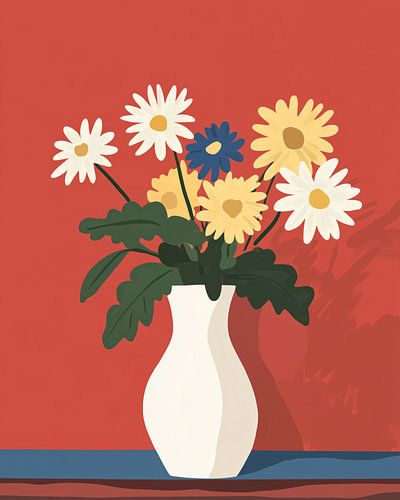 Minimalistische Blumenvase im Matisse-Stil: Farbe und Schlichtheit