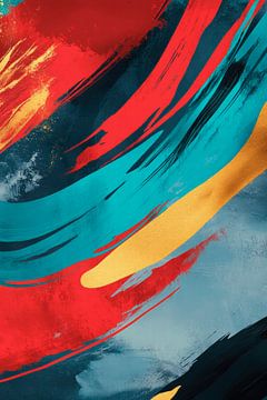 Coloured brushstrokes - abstract and dynamic by Poster Art Shop