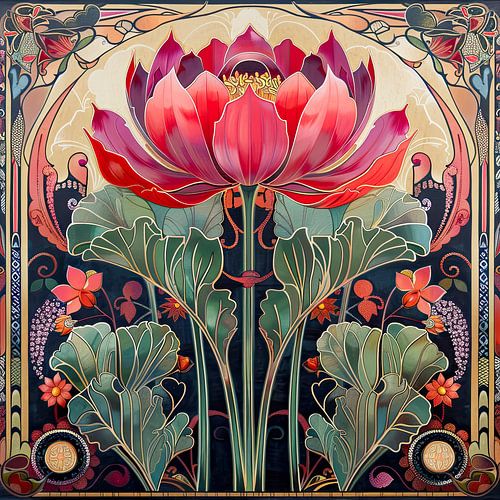 Kleurrijke bloem illustratie in Jugendstil stijl