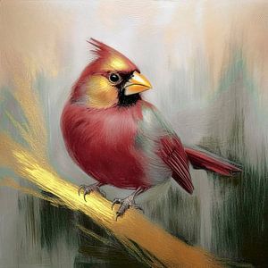 Vogel auf goldenem Zweig, Kleiner roter Kardinal