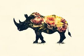 Rhinozeros mit Blumen gefüllt von Art & Soul Creations