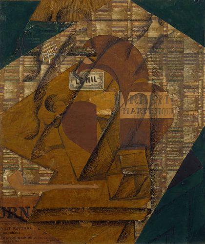 Bottle of Rum and Newspaper (1914) by Juan Gris