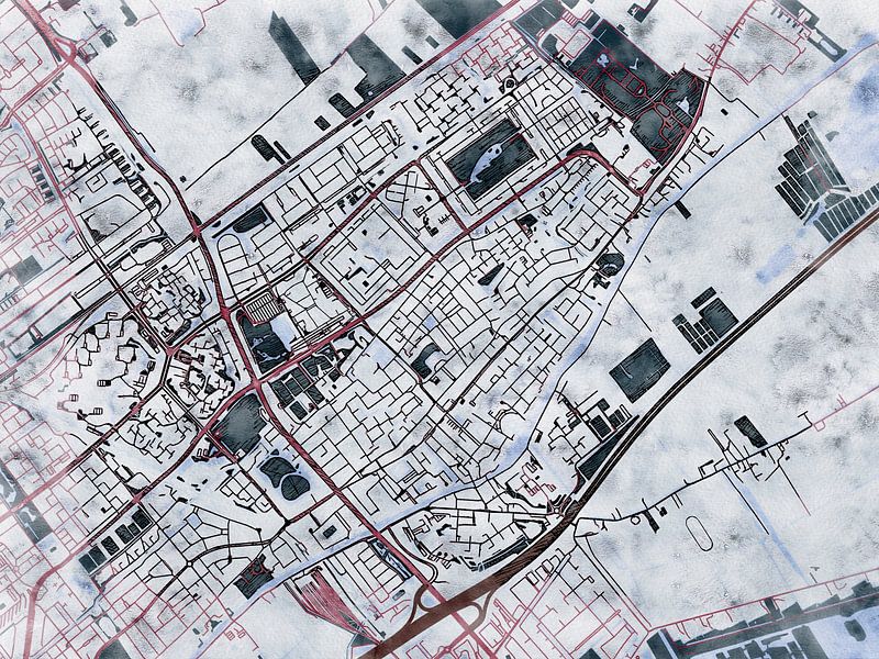 Map of Leidschendam with the style 'White Winter' by Maporia