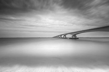 Zeelandbrug in black and white by Tom Roeleveld