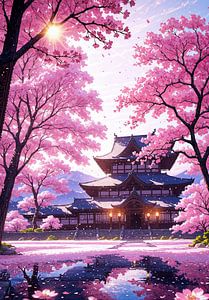 Château japonais au printemps, saison des cerisiers en fleurs Sakura Japon