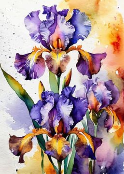 Iris Watercolor Botanical Art