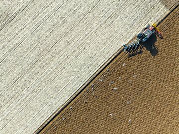 Traktor pflügt den Boden für die Anpflanzung von Pflanzen von Sjoerd van der Wal Fotografie