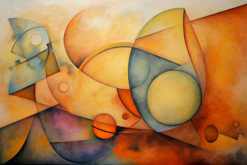 Warm shapes in terracotta - Abstract painting by Joriali Abstract