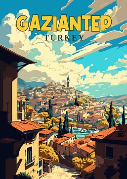 Gaziantep Turkey Hillside Townscape by Art Kingdom