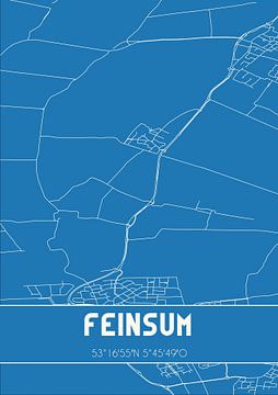 Blauwdruk | Landkaart | Feinsum (Fryslan) van Rezona