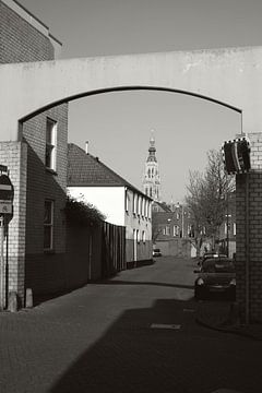 Grote Kerk van Breda door een poort van Texas van Egmond