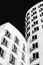 facade Frank Gehry buildings in Düsseldorf monochrome by Dieter Walther