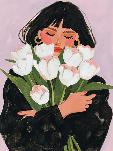 Woman with tulips