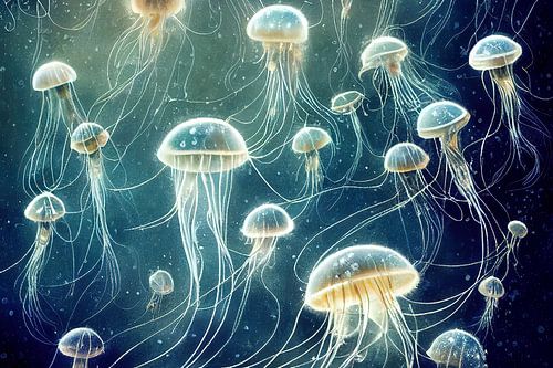 Dreamy jellyfish in the sea