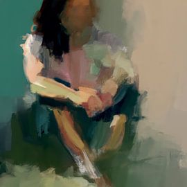 Abstraktes Porträt einer sitzenden Person von Carla Van Iersel