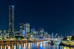 City nightsky skyline Brisbane, Australië van Troy Wegman