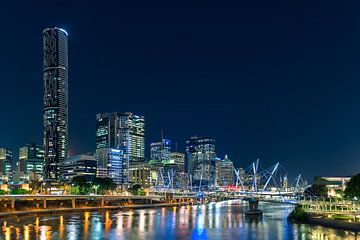 City nightsky skyline Brisbane, Australië van Troy Wegman