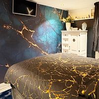 Kundenfoto: Edler blauer Marmor mit Goldlinien von Poster Art Shop, auf Fototapete