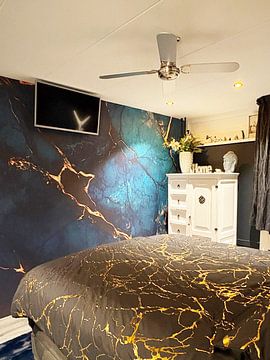 Kundenfoto: Edler blauer Marmor mit Goldlinien von Poster Art Shop