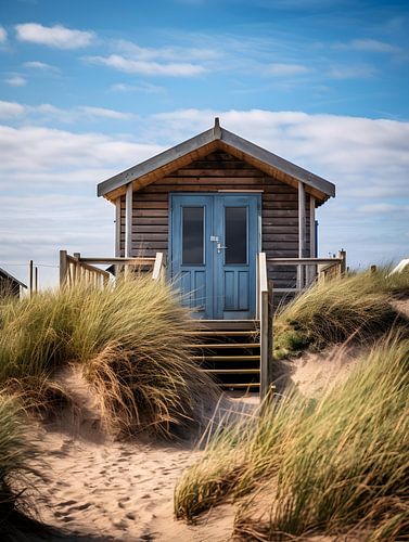 Beach hut in the warm morning light