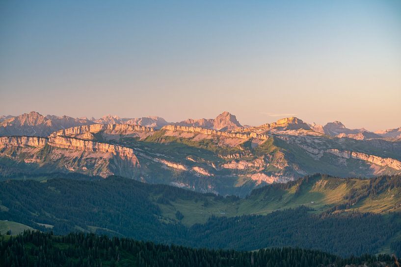 Sunrise on the Hohen Ifen and the large Widderstein by Leo Schindzielorz