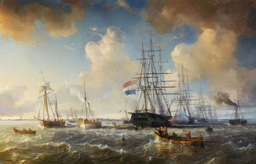 King Willem II visits the Squadron of Prince Hendrik at Vlissingen, Jean Antoine Théodore de Gudin by Masterful Masters