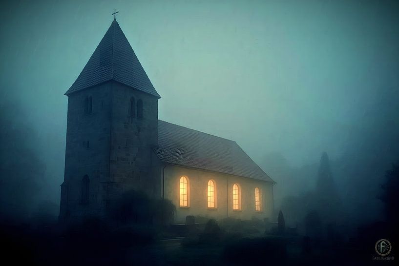 Das goldene Licht der alten Kirche von Fabelgrund Welt