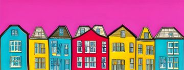 Huizen met roze lucht van Lily van Riemsdijk - Art Prints with Color