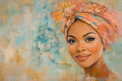 Femme avec un foulard coloré
