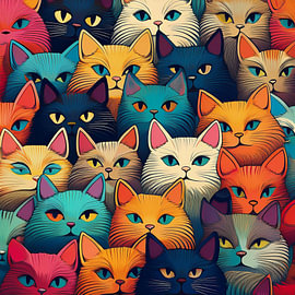 Beaucoup de chats colorés