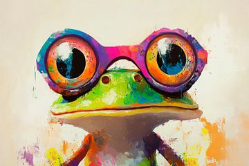 Kleurrijke bril - kikker met stijl van Poster Art Shop