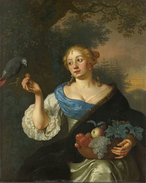 Een jonge vrouw met een papegaai, Ary de Vois