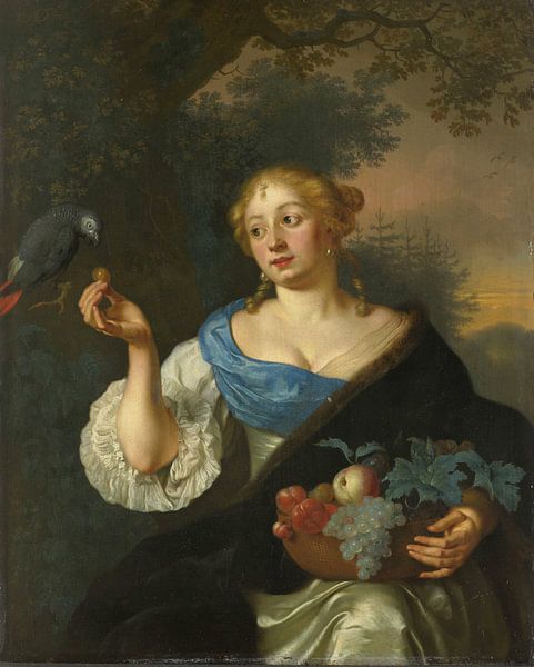A young Woman with a Parrot, Ary de Vois by Masterful Masters