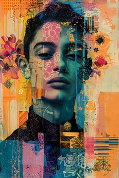 Portret, collage, mixed media van Joriali abstract en digitale kunst