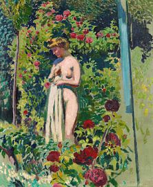 Nymphe aux fleurs (Nu avec draperie, dans le jardin), Maurice Denis